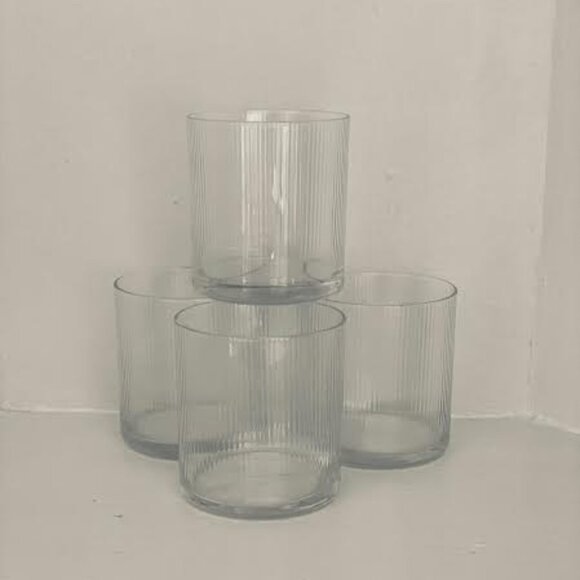 A Classic Vintage Bormioli Set Of 4 Optique Old Fashion 14oz Drinking Glasses Ma - Picture 5 of 12
